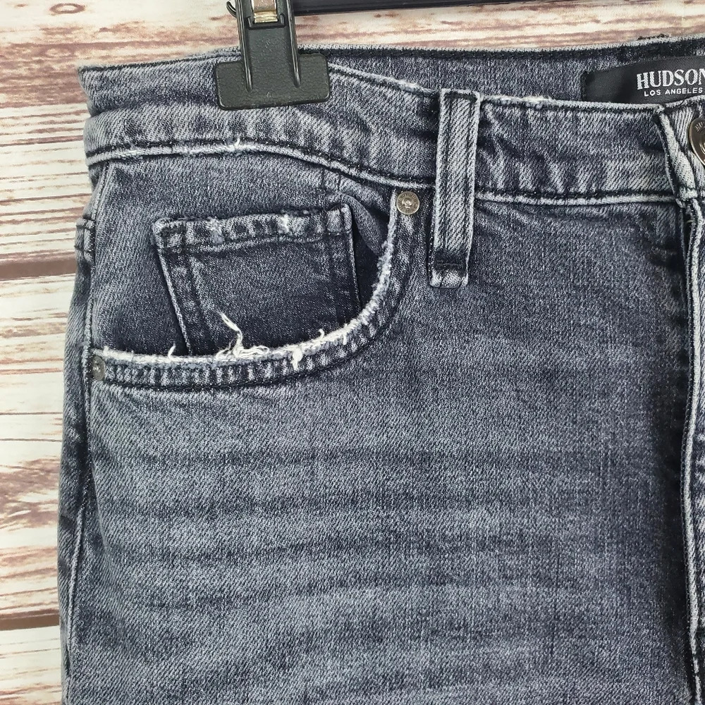 Hudson Womens Size 31x28 Black Holly Straight Leg Distressed Jeans          #238 - Picture 5 of 13